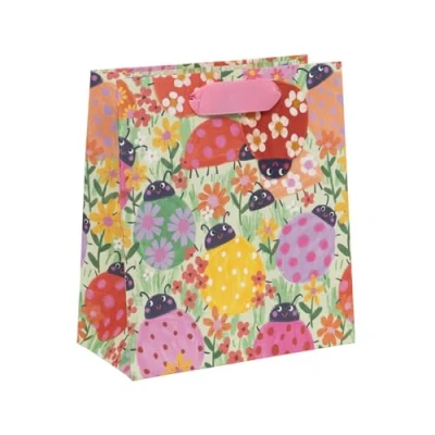 Image of Glick Medium Gift Bag, Loveable Ladybirds, 225 x 200 100 mm, Luxury Recyclable Bag for Birthdays &amp; Celebrations