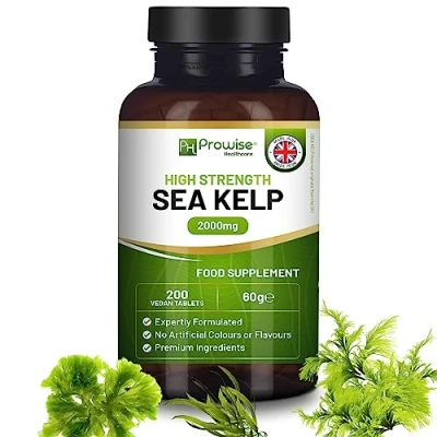Image of Sea Kelp 2000mg 200 Vegan Tablets Natural Source of Iodine Premium Ingredients Proudly Made in The UK by Prowise