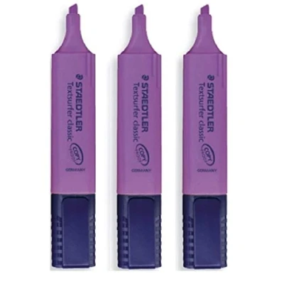 Image of Staedtler Purple / Violet Highlighter Pens Textsurfer Classic Refillable Fast Dry Ink Jet Safe Copy Proof Ultra Soft 1 5mm Chisel Tip 364 6 (Pack Of 3)
