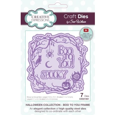 Image of Creative Expressions Sue Wilson Halloween Boo to You Frame Craft Die, Brown, 4.1 x 4 inch