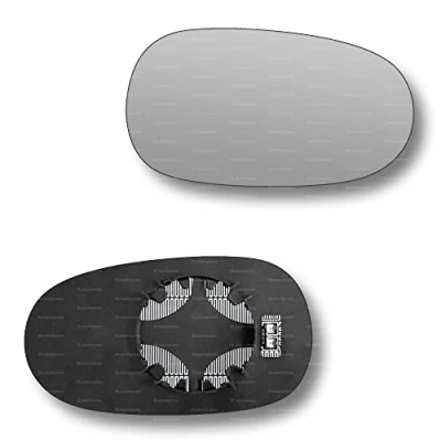 Image of Less4spares Replacement Wing Mirror Glass Right Compatible with Jaguar X Type 2001 2008 CLIP ON Driver Off side Heated Convex