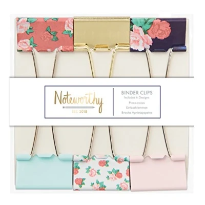 Image of Noteworthy Graphic Florals Binder Clips (Pack of 6)