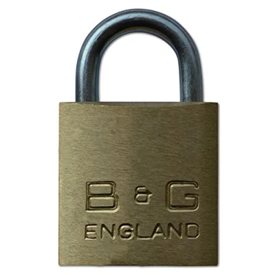Image of B&amp;G Warded Brass Open Shackle Padlock Steel 32mm KA `D4` D101