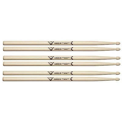 Image of Vater Drumsticks VSP35BCL 5B Classics Series Hickory Wood Tip 3 Pair Pack