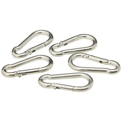 Image of Merriway BH04249 (5 Pcs) M4 Bright Zinc Plated Steel Carabiner Snap Hook, 5/32 inch Pack of 5 Pieces