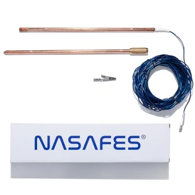 Image of Grounding Rod For Electric Fence And Generator Kit, Portable Plug &amp; Play Copper With Ground Wire Alligator Clip Fast Connect