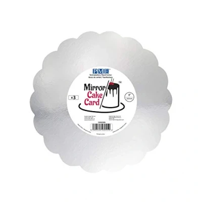 Image of PME CMSS926 Mirror Cake Card Scallop Metallic Silver Pack of 3, 20cm/8 Inch