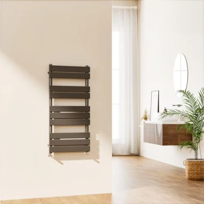 Image of EMKE Towel Rail Radiator Anthracite Grey Modern Flat Panel Bathroom Ladder Wall Mounted for Living Room and Kitchen 1000 x 500 mm