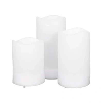 Image of Gardenwize Solar Powered LED 3 Piece Candle Set, Tabletop Lighting 10cm 12.5cm 15cm Candles Rechargable Battery, On Demand No Running Costs (GW427)