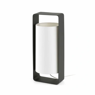 Image of Lula 1 Light Large Table Lamp White, Black with White Shade, E27
