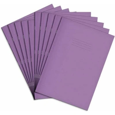 Image of Rhino A4 Exercise Books, 64 Page / 7mm Squared Paper Notebook, 10 Pack, Office &amp; School Stationery Supplies, Purple