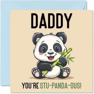 Image of Birthday Cards for Daddy Stu Panda ous Funny Happy Card from Son Daughter, Father’s Day Father, 145mm x Joke Greeting Men Him