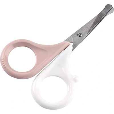 Image of Beaba Nail Scissors for Babies and Kids Care Manicure Rounded Tips Pink