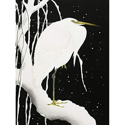 Image of Artery8 Ohara Koson Heron In Snow Japanese Painting Art Print Canvas Premium Wall Decor Poster Mural