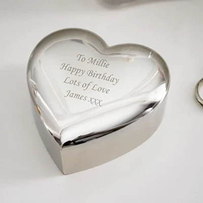 Image of The Gift Experience Heart Trinket Box Engraved with Any Message