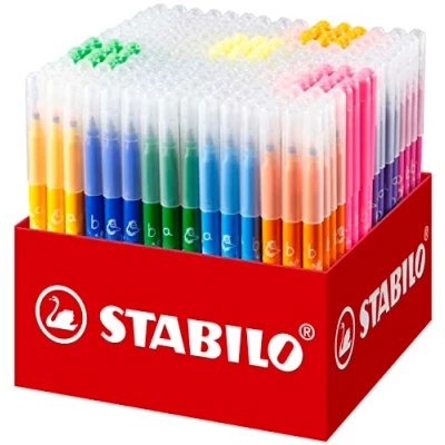 Image of Fibre Tip Pen with Triangular Grip Zone STABILO Trio A Z Classpack of 240 Assorted Colours