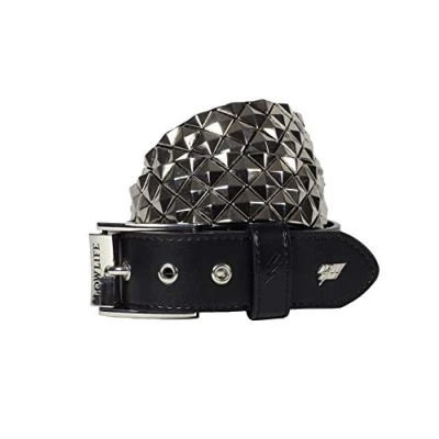 Image of Lowlife Armor Leather Belt in Black and Silver