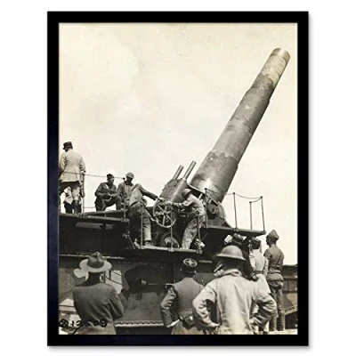 Image of War WWI France 400mm Railway Howitzer Artillery Photo Art Print Framed Poster Wall Decor 12x16 inch