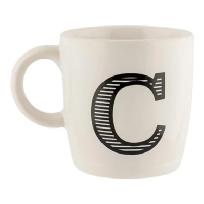 Image of FabFinds Hugga Mug with Initials Classic Ceramic Large Gift Coffee Cups 330ml (C)