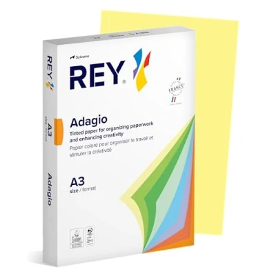 Image of Rey Adagio A3 80gsm Canary Yellow Paper 1 Ream (500 Sheets)