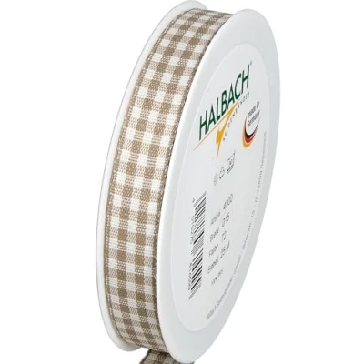 Image of Halbach Seidenbänder Vichy Gift Ribbon 15mm Width Linen Check for Wrapping