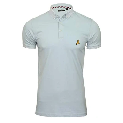 Image of BRAVE SOUL Mens Glover Polo T Shirt Cotton Short Sleeved (Pale Blue/Pale Blue) M