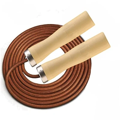 Image of VSL Genuine Leather Skipping Rope360 Degree Ball Bearing Jump Rope with Wooden Handles Weight Loss Fitness Speed Jumping For Boxing, MMA, Cardio Crossfit Workout Training