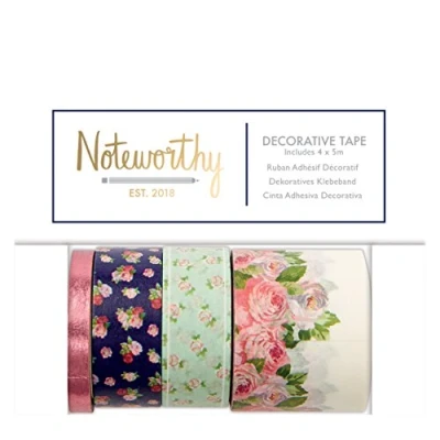 Image of docrafts 5 m Noteworthy Graphic Florals Decorative Tape (Pack of 4)