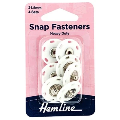 Image of Snap Fasteners: Sew on: Plastic: 21.5mm: White: Pack of 4