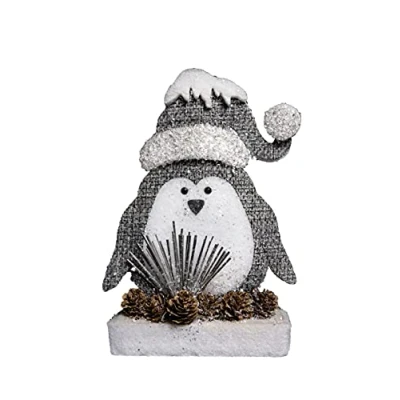 Image of SHATCHI Red/Grey Penguin Christmas Tabletop Figures Window Wall Door Holiday Home Xmas Glitter Foam Showpiece Decorations, 42cm/32cm/20cm, 42 CM