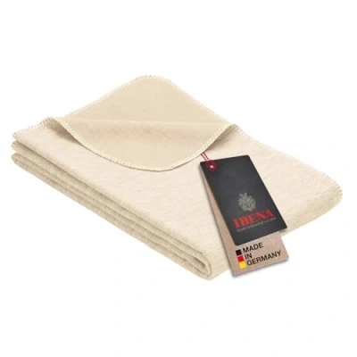 Image of Ibena Lausanne Wool Blanket, Cotton Natural, Cuddly Blanket 140 x 200 cm, Warm and Pleasantly Light, Bedspread, 100% Cotton, from Controlled Organic Cultivation