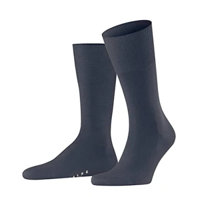Image of FALKE Men&#039;s Airport M SO Wool Cotton Plain 1 Pair Socks, Blue (Dark Melange 6688), 10 11