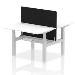 Image of Air B2B 1200x800 Adjustable 2P Bench Desk CP White/Silver + Screen