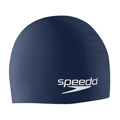 Image of Speedo unisex adult Silicone Swim Cap, Navy, One Size US