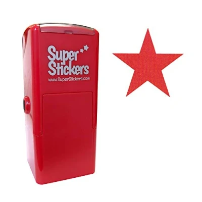 Image of SuperStickers Pre Inked Stamper for Marking Red Star Design,Small