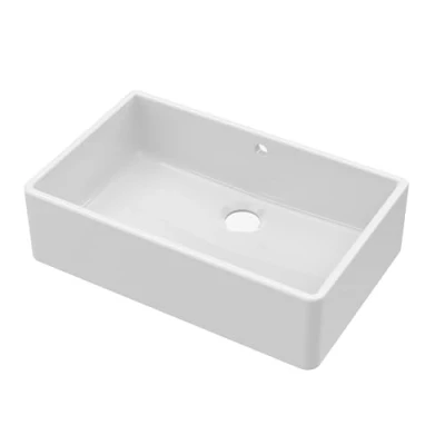 Image of Fireclay Single Bowl Butler Kitchen Sink with Overflow, No Tap Hole 795mm