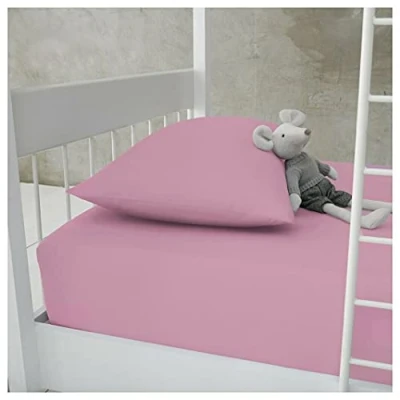Image of Percale 100% Cotton 200 Thread Count Bunk Bed Fitted Sheet 2ft 6&quot; (76cmx190cm) Caravan Campervan Small Single (Pink)