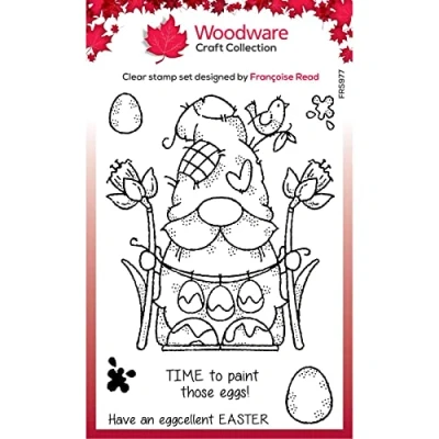 Image of Woodware Francoise Collection Egg Painting Gnome Clear Stamp, A6