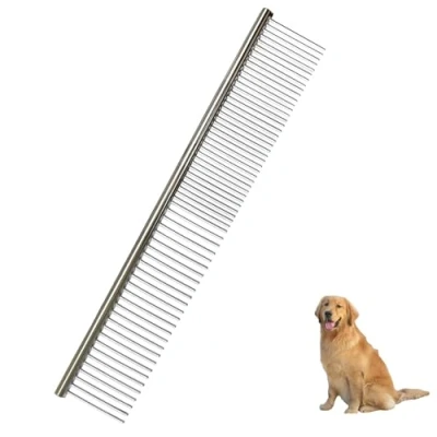 Image of Stainless Steel Pet Comb,Metal Rounded Teeth Comb for Large Medium Small Dogs and Cats Fur Detangling Tool Pets