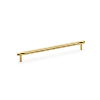 Image of 224mm Satin Brass Knurled Cupboard Handle Cabinet Door Drawer Pull Wardrobe Furniture