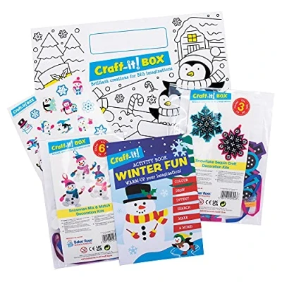 Image of Baker Ross CBS014 Winter Fun Craft Box Creative Arts and Crafts Activities for Kids