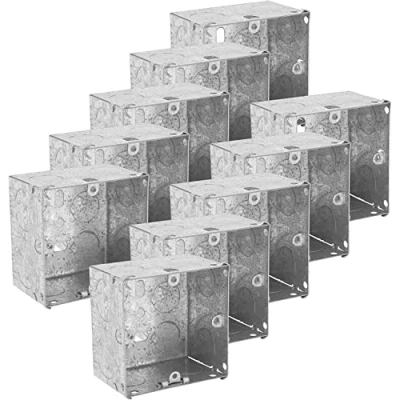 Image of Single/Double Flush Electrical Metal Socket/Switch Back Boxes 25mm 35mm 45mm Wall Pattress (10, 1 Gang 45mm)