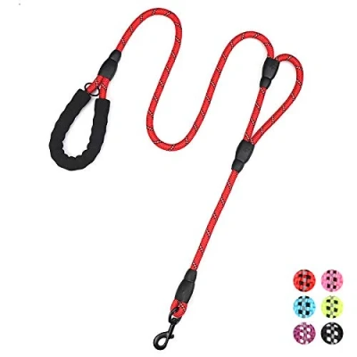 Image of Strong Rope Dog Lead 6ft Long with Two Padded Handles,Heavy Duty,Reflective Double Handle Training for Large Dogs or Medium Dogs,Dual Handles Leash(Red)