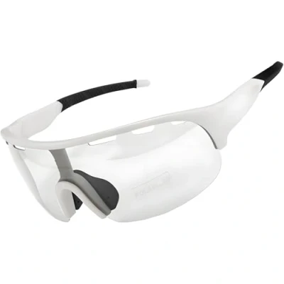Image of SAWUTPV Photochromic Cycling Glasses Windproof UV400 Protection Polarized Sports Bike Sunglasses for Men Women (White)