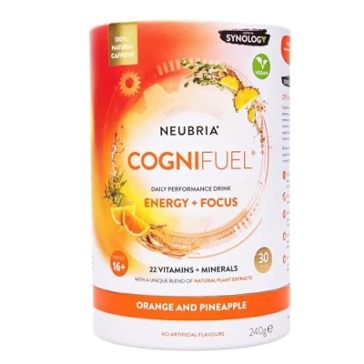Image of NEUBRIA COGNIFUEL 30 Sachets Energy Drink for Focus, Mental &amp; Physical Performance Electrolytes Hydration, B Vitamins, Caffeine Plant Extracts Gym Workout Orange Pineapple