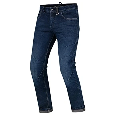 Image of SHIMA Devon Motorcycle Jeans Ventilated Elastic Slim Fit Riding Trousers Mens with FiberQL Reinforcements, CE Knee and HIPS Protectors (Men, Dark Blue, 34 Long)