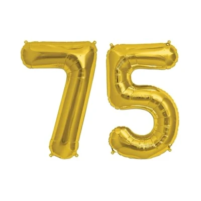 Image of Gold Number 75 Foil Balloon, 101cm