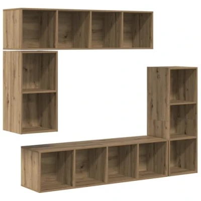 Image of vidaXL Wall mounted with Storage 4 pcs Artisan oak Engineered wood