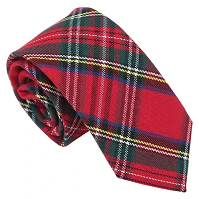 Image of DQT Red Royal Stewart Tartan Plaid Regular Tie For Boys 8+ Years Old