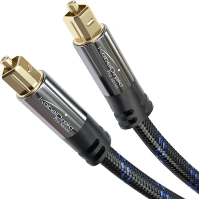Image of TOSLINK cable, optical audio cable Nylon braided 12,5m fiber optic for soundbars (TOSLINK to TOSLINK, digital S/PDIF stereo systems/amplifiers, home cinema, Xbox/PS4) CableDirect